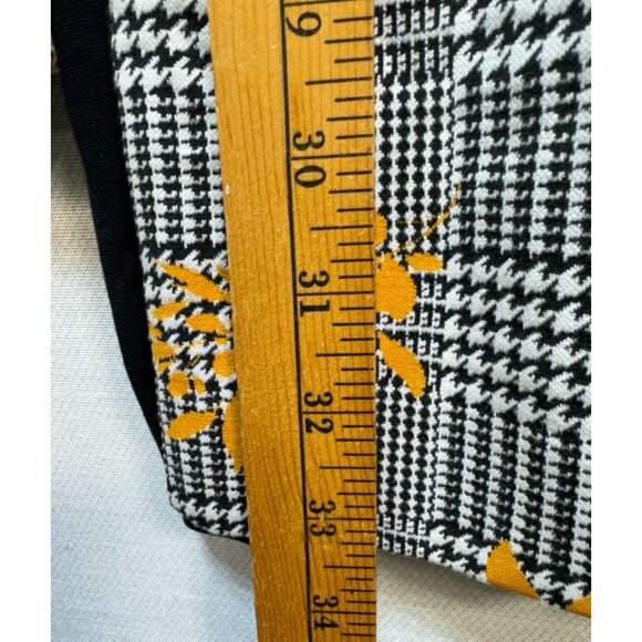Catherines Womens Black Label Floral Houndstooth Long Cardigan 3X Black Yellow - Picture 4 of 10
